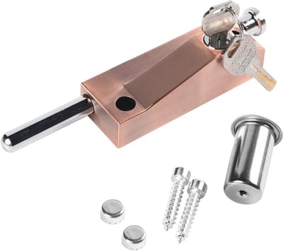 Multifunctionele deurbout, garagedeurslot, poortboutslot, schuurslot, universeel deurslot, geleverd met 2 sleutels, voor intern en extern gebruik, rood brons
