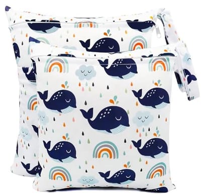 Waterdichte natte tas voor kleuterschool - set van 2 waszakken voor zwemspullen en stoffen luiers