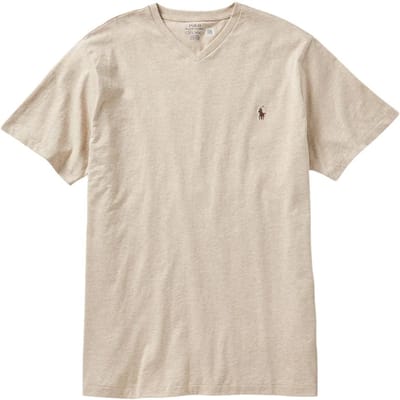 Polo Ralph Lauren Logo V-hals Losvallend Korte Mouwen T-shirt Heren Tops Zand 710671452-141 L beige