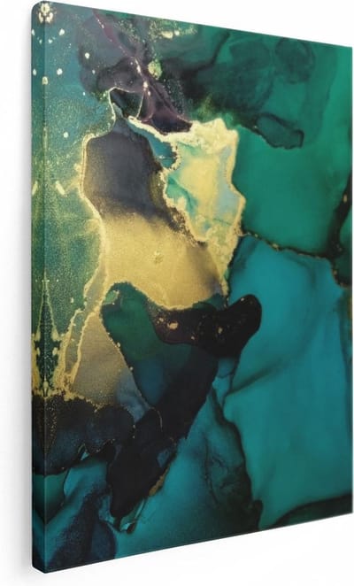 Artaza Canvas Schilderij Abstracte Kunst - 30x40 cm - Klein - Wanddecoratie Woonkamer - Muurdecoratie Goud - Kamer Accessoires