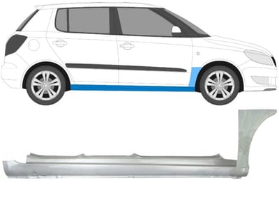 Volledige dorpel + reparatiepaneel voorste spatbord voor Skoda Fabia II 07-15
