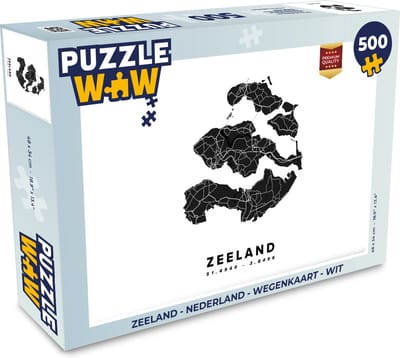 Puzzel Zeeland - Nederland - Wegenkaart - Wit - Legpuzzel - Puzzel 500 stukjes