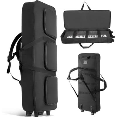 VEVOR Keyboardtas, Keyboardtas voor 88 toetsen, 1100 x 440 x 180 mm, Gigbag voor elektrische piano met verstelbare schouderbanden, handvatten en wielen, 1680D, waterafstotend en gewatteerd voor keyboard