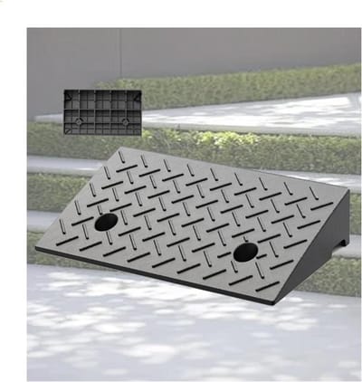 Rubberen Drempelhulp - Oprit Stoeprand - Toegankelijkheid Verbeteren - Hoge Draagkracht - 50 x 25 x 7 cm - Zwart