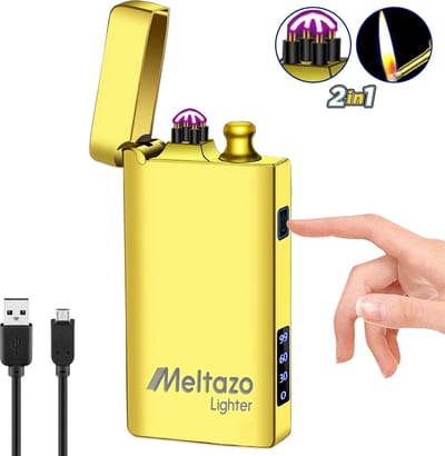 MELTAZO Aansteker, 2-in-1 Aansteker Elektrisch, Electric Lighter, Aansteker Elektrisch USB-C, Aansteker USB Oplaadbaar, Aansteker Windproof Elektrisch, Elektronische Aansteker, Plasma Aansteker, Elektrische Aansteker, 2-in-1 Aansteker Luxe voor Alles