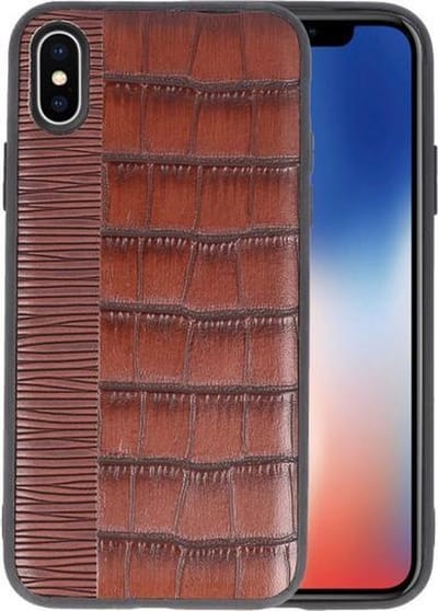 Croco Donker Bruin hard case hoesje voor Apple iPhone X
