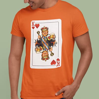 Oranje T-shirt Spelkaart Koning XS