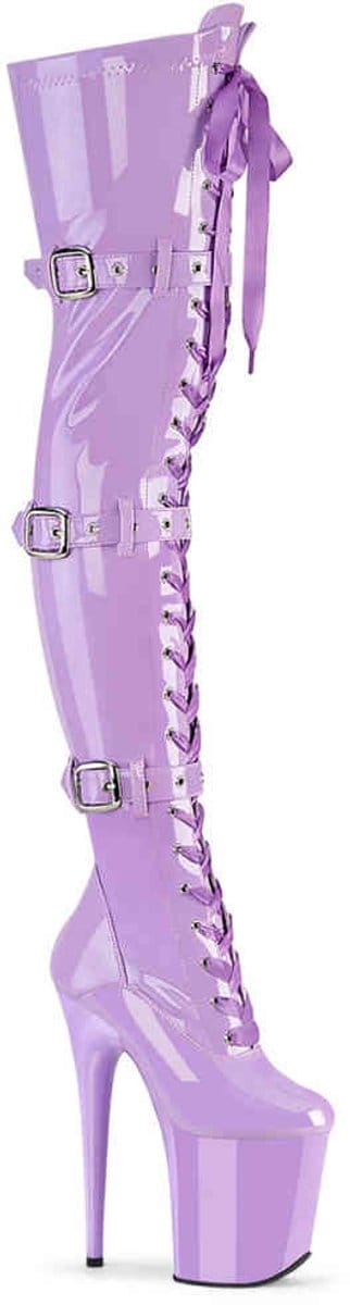 Pleaser - FLAMINGO-3028 Plateau Overknee Laarzen - US 7 - 37 Shoes - Paars
