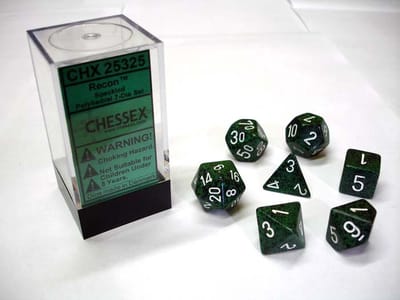 Chessex Recon Gespikkelde Polydobbelsteen Set (7 stuks)