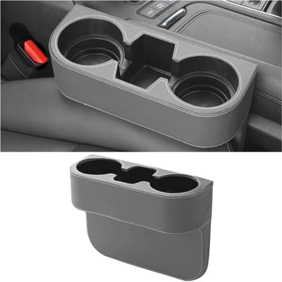 Dailygoods- Autostoel Organizer Universeel - Bekerhouder Auto - Multifunctioneel Auto-Accessoire - Zwart/Bruin/Beige/Grijs - Afmetingen 21 x 28 x 7 cm - Materiaal PP/Kwalitatief Leer