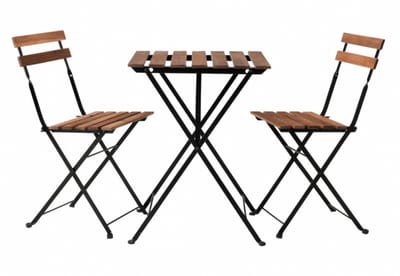 3-Delige Bistroset - Acaciahout / Metaal - 2 Tuinstoelen & 1 Tuintafel - Tuinset 2 persoons - Inklapbaar
