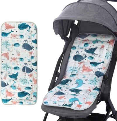 Kinderwagenzetelvoering Ademende Katoen – Universeel Omkeerbaar Kinderwagenkussen voor Buggy/Pram