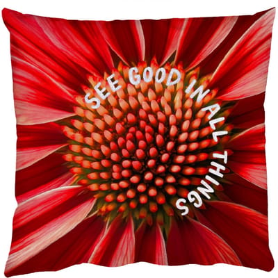 Sierkussens - Kussentjes Woonkamer - 50x50 cm - Close up - Bloem - Quote - Rood