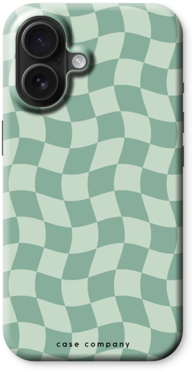Case Company® - Hoesje geschikt voor iPhone 16 hoesje - Grid Groen - Tough Case - Maximale Bescherming alle Kanten en Schermrand