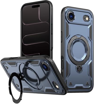 Hoesje Geschikt voor iPhone 17 Air - Armor hoes met Ringhouder - Arara backcover - Donker Blauw