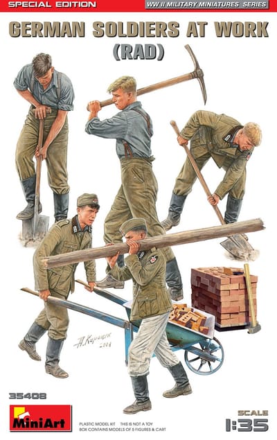 MiniArt Modelbouwpakket Militaire voertuigen - 35408 German Soldiers at Work RAD - Special Edition Plastic - 1:35 - Modelbouw