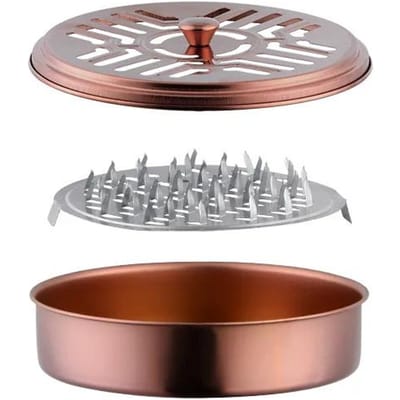 Boîte Porte-Serpentins Anti-Moustiques en Acier Inoxydable avec Couvercle Plateau Rond pour Serpentins Anti-Moustiques Facile à Nettoyer Fournitures Anti-Moustiques Été