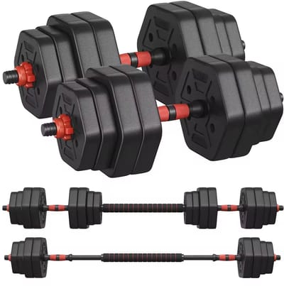 Aafinity 30 kg Verstelbare Halterset - Zeshoekige Gewichten met Barbell Connector en Antislip Grip - Krachttraining Set voor Thuis