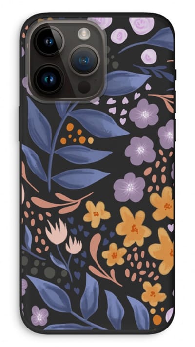 Case Company® - Hoesje geschikt voor iPhone 14 Pro Max hoesje - Flowers with blue leaves - Biologisch Afbreekbaar Telefoonhoesje - Bescherming alle Kanten en Schermrand