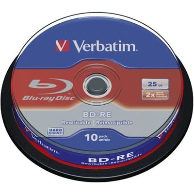 Verbatim 43694 Blu-ray BD-RE disc 25 GB 10 stuk(s) Spindel Herschrijfbaar, Antikras-coating