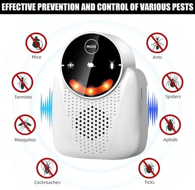 Ultrasone Ongediertebestrijder voor Binnen – Elektronische Verjager tegen Muizen, Ratten, Kakkerlakken, Muggen, Insecten & Knaagdieren