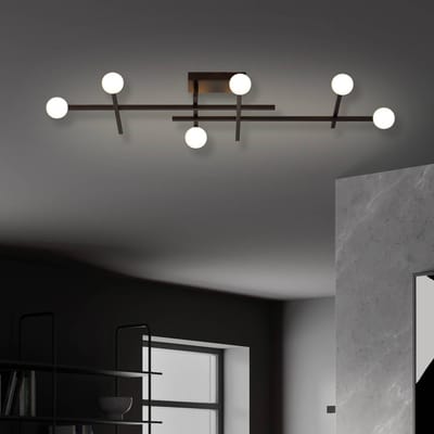 Bopp LED plafondlamp Cross, zwart, aluminium, 6-lamps