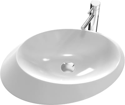 Ovale Opzetwastafel - Keramische Wastafel - Badkamer Gastentoilet - Compact Formaat - 60 x 45 x 15 cm - Wit