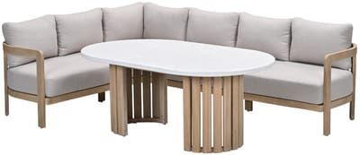 Garden Impressions Sirocco lounge dining set 3-delig links - acacia - grey sand