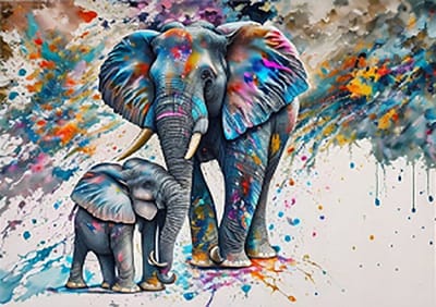 Diamond Painting Serie - Dieren - Olifanten - 30x40 cm