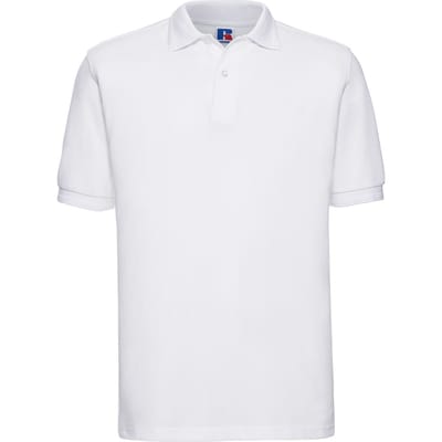 Russell Heren Polycotton Pique Slijtvast Poloshirt (Wit)