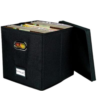 Record Houder Box Voor 50+ 12 Inch Records, Albums Krat Met Deksel En Handvat - Decoratieve Verhuisdoos, Stijlvolle Vinyl Record Opbergtas Draagbare Record Organizer