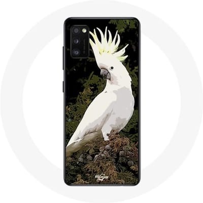Coque - Samsung - Galaxy A41 - Souple - Blanc - Perroquets blanc