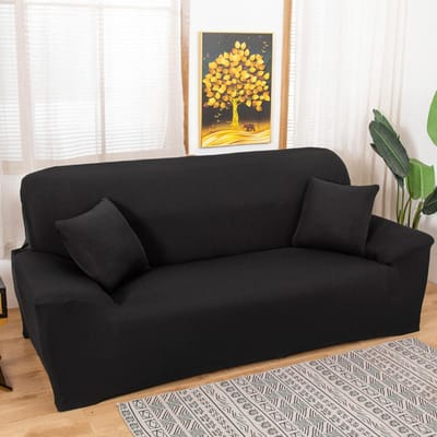 1 stuks elastische bedrukte bankhoes, allesomvattend, antislip, seizoensbestendig, kat-/stofwerend, wasbaar/duurzaam, voor huisbankdecoratie&bescherming 1-Seater black