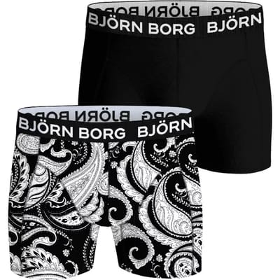 Björn Borg Bamboo Cotton Blend boxers - heren boxers normale lengte (2-pack) - zwart - print