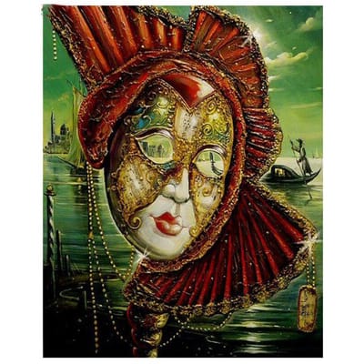 5D Diy Diamond Painting Volledige ronde Diamond Painting Masker Fantasy Art Cross Stitch 20X30CM black