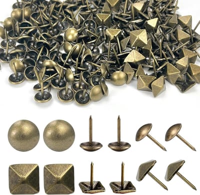 180 Stuks Vintage Siernagels Rond en Vierkant - Antieke Bekledingsnagels Brons voor Meubels en Decoratie