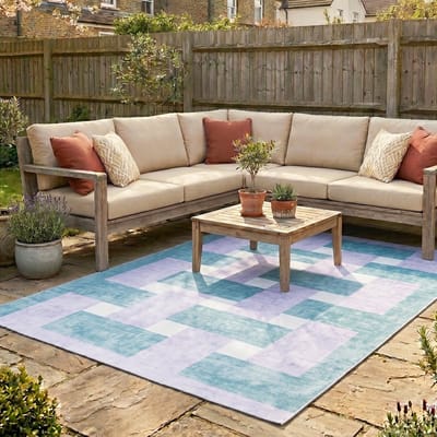 Fraai Retro buitenkleed - Pop Lines Lila - 140x200cm