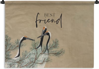 Wandkleed - Wanddoek - Japandi - Quotes - Best friend - Beste vrienden - Spreuken - 120x90 cm - Wandtapijt