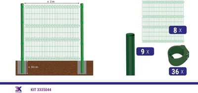 KIT 24 draadpaneel + palen en klemmen, lengte 16m, hoogte 203cm, kleur groen RAL 6005