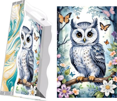 Adorzy Diamond Painting Dienblad Uil – Diamond Painting Volwassenen – Diamond Painting Volledig Pakket - DIY Pakket