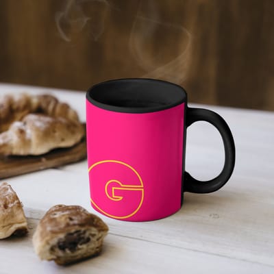 Magische Mok - Foto op Warmte Mokken - Koffiemok - Minimalistisch - Roze - Dream big - Grafisch - Magic Mok - Beker - 350 ML - Theemok