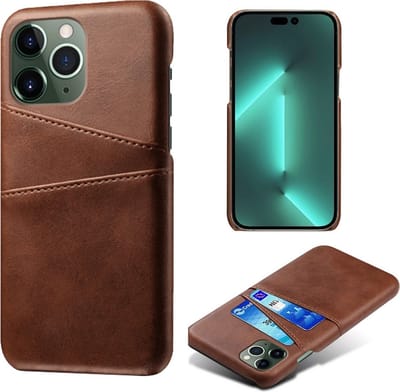 Coverup Hoesje - Geschikt voor iPhone 14 Pro Hoesje - Coverup Dual Card Back Cover - Bruin