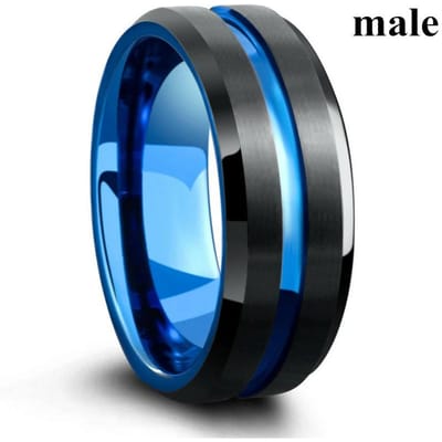 Zijn en Haar Partnerringen Zwart Goud Kleur Dames Paarse Zirkonia Trouwring Titanium Staal Heren Ring Trouwring Sieraden Cadeaus 8 blue