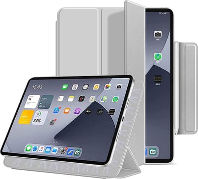 geschikt voor iPad 10e Generatie Magnetic Folio Hoes | Magnetische Bevestiging | Ingebouwde Standaard | Rondom Bescherming | geschikt voor iPad 10 (2022) met 10.9 inch display | Magnetische Hoes geschikt voor iPad 10 grijs