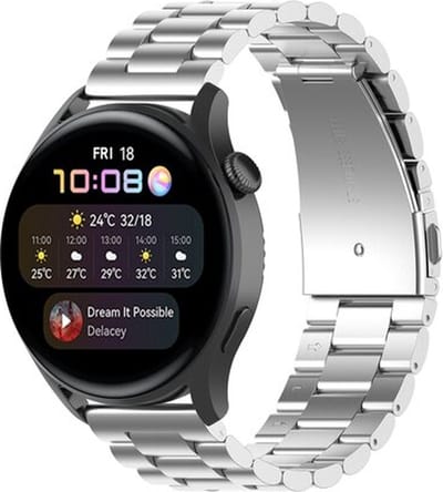 By Qubix - Geschikt voor Garmin bandje - Geschikt voor Garmin Vivoactive 4 / 4L - Stalen schakelband - Zilver - Smartwatch bandje 22mm