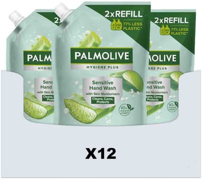 Palmolive - Handzeep Navulling Doypack Hygiene Plus Sensitive Antibacteriële - 12 x 500 ml - Voordeelverpakking