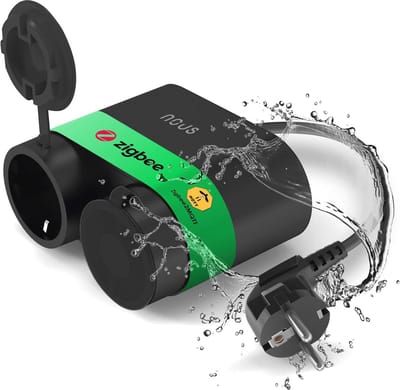 Slim Waterdicht Buitenstopcontact met Elektriciteitsmeter - IP44, Dubbel, Alexa en Google Assistant Compatibel