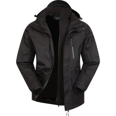 Mountain Warehouse Heren Bracken Extreme 3 in 1 Waterdichte Jas (Zwart)
