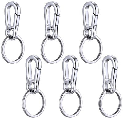 EXCITAT Sleutelhanger - Musketonhaak - Metalen sleutelhanger - met Sleutelringen - Geschikt voor sleutels, rugzakken en bedels - 6 stuks
