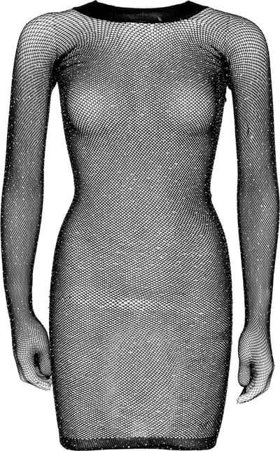 Rhinestone gloved mini dress +